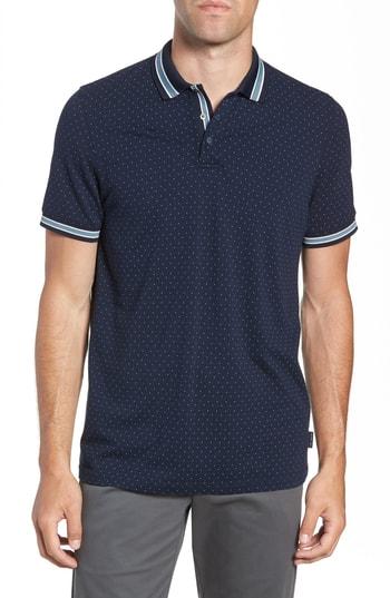 Men's Ted Baker London Museo Slim Fit Tipped Pique Polo (m) - Blue
