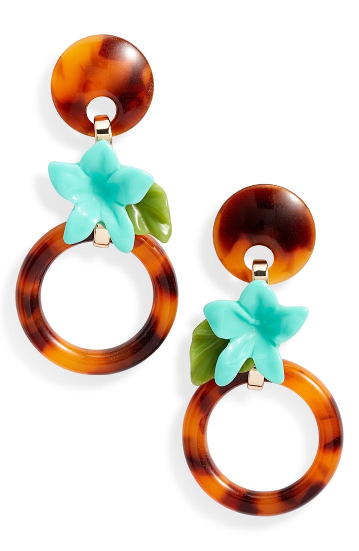Women's Lele Sadoughi Small Hibiscus Hoop Earrings