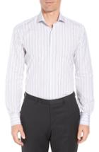 Men's Ike Behar Regular Fit Stripe Dress Shirt .5 32/33 - White