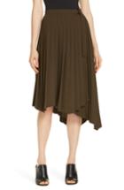 Women's Lewit Asymmetrical Pleat A-line Skirt - Green