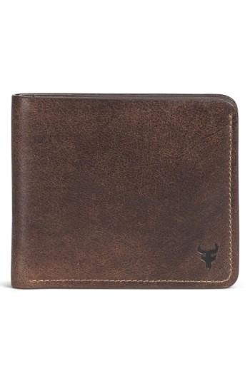 Men's Trask 'jackson' Slimfold Bison Leather Wallet - Brown