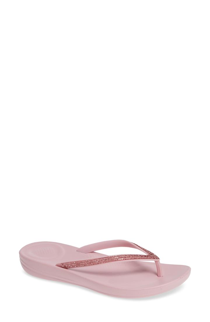 Women's Fitflop Iqushion(tm) Crystal Embellished Flip Flop M - Pink