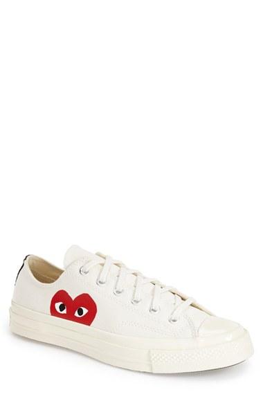 Men's Comme Des Garcons Play X Converse Chuck Taylor Low Top Sneaker M - White