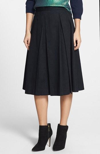 Tildon Pleated Jacquard Midi Skirt