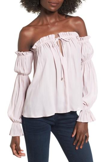 Women's Socialite Pleated Off The Shoulder Blouse - Purple