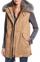 Women's Derek Lam 10 Crosby Genuine Fox Fur Trim Long Vest - Beige