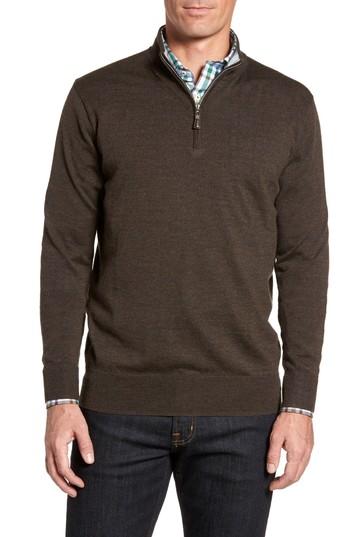 Men's Peter Millar Crown Soft Merino Blend Quarter Zip Sweater, Size - Metallic