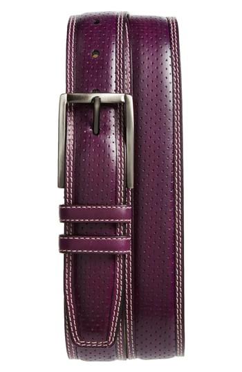 Men's Mezlan Alfa Perforated Leather Belt - Purple