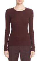 Women's Theory 'mirzi' Rib Knit Merino Wool Sweater, Size - Burgundy