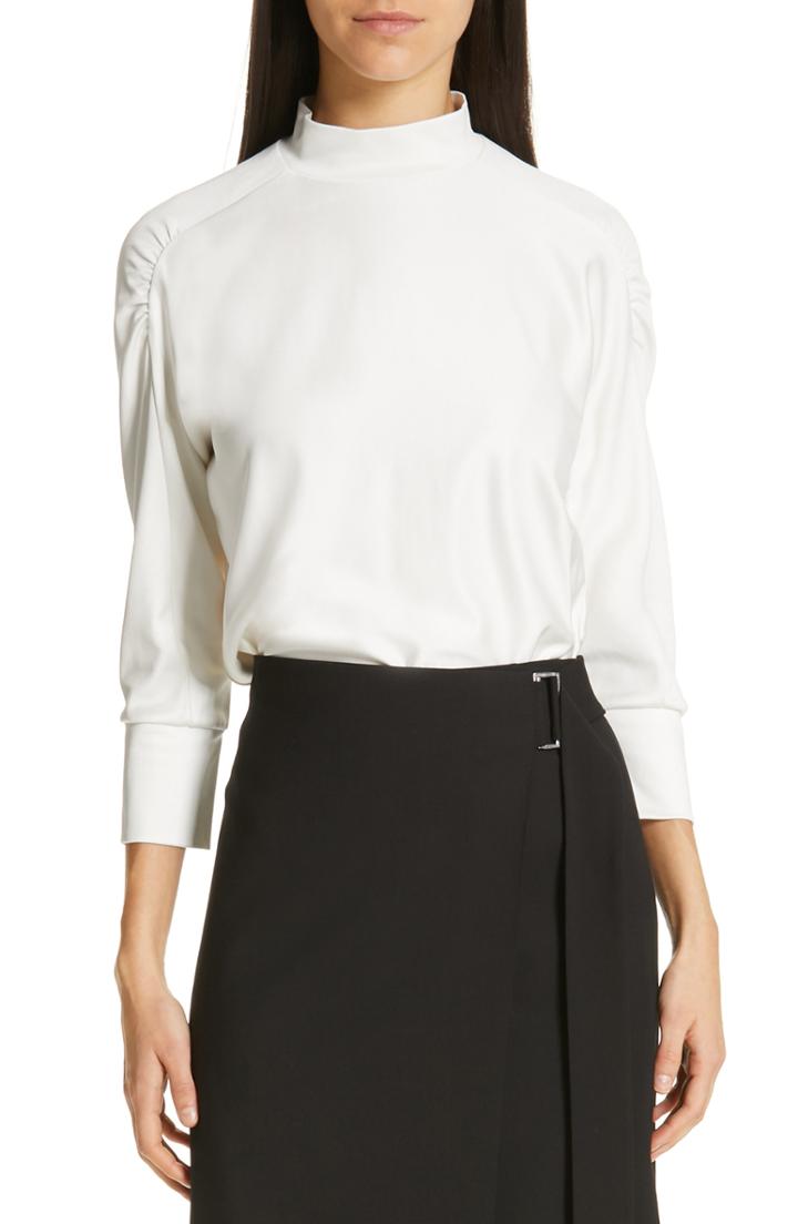 Women's Boss Eriette Mock Neck Blouse - White