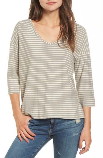 Women's James Perse Mini Stripe Tee - Grey