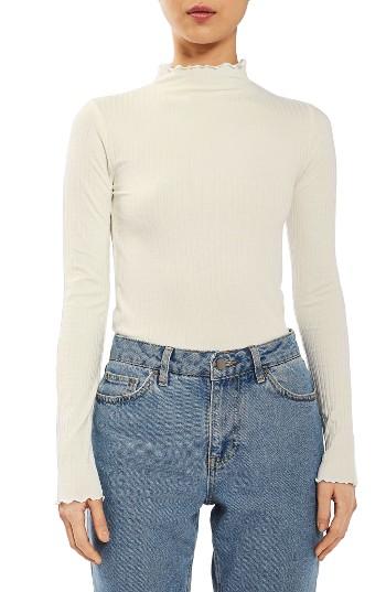Women's Topshop Boutique Funnel Rib Sweater Us (fits Like 0) - Ivory
