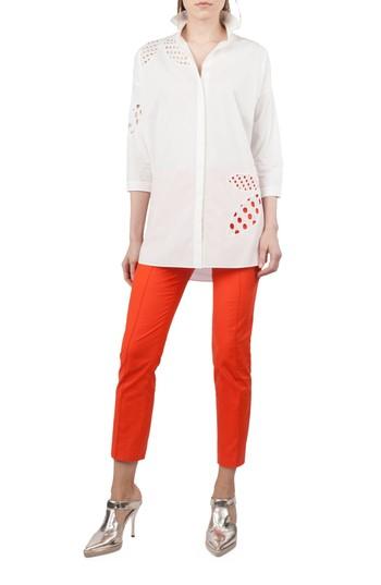 Women's Akris Punto Palm Leaf Eyelet Tunic Top - White