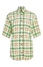 Women's Topshop Boutique Silk Bowling Shirt Us (fits Like 0) - Green