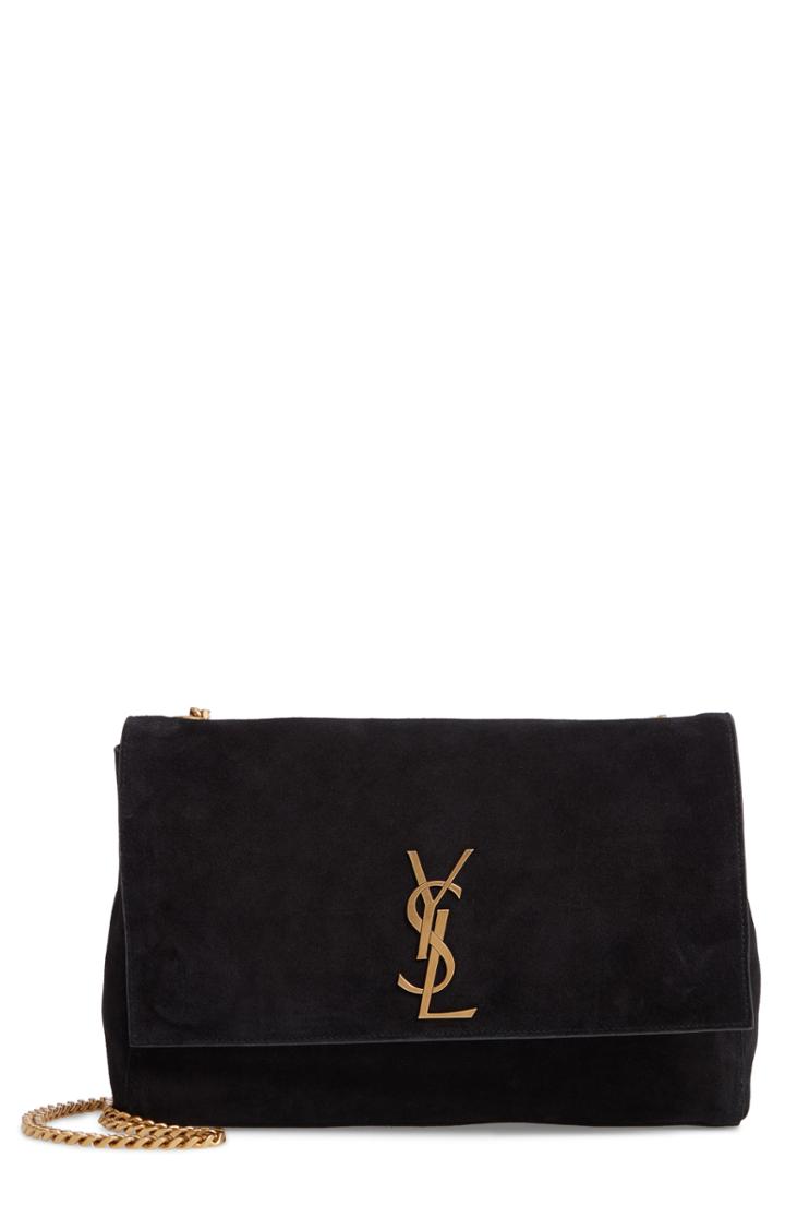 Saint Laurent Kate Reversible Leather Shoulder Bag - Black