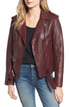Women's 7 For All Mankind Leather Biker Jacket - Red