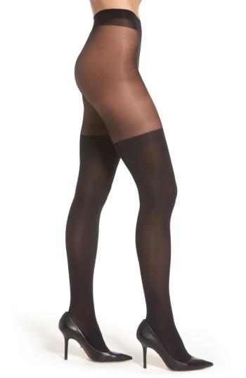 Women's Dkny Illusion Thigh High Pantyhose - Black