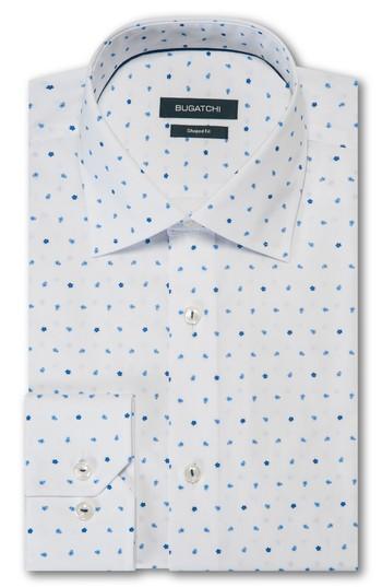 Men's Bugatchi Trim Fit Print Dress Shirt - White