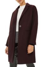 Women's Topshop Millie Relaxed Fit Coat Us (fits Like 0) - Burgundy