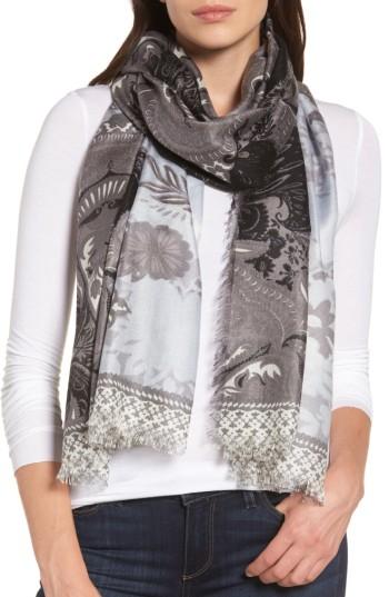 Women's Nordstrom Bohemian Paisley Cashmere & Silk Scarf, Size - Black