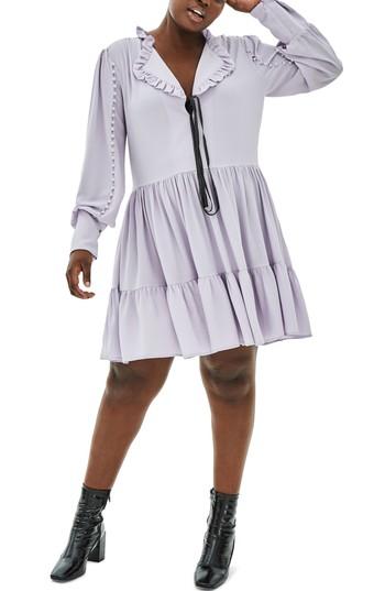 Women's Elvi The Poe Rouleau Sleeve Tiered Dress Us / 8 Uk - Purple