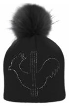 Women's Rossignol Ely Faux Fur Pom Studded Beanie - Black