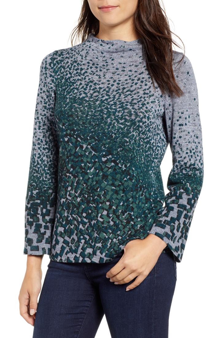 Women's Veronica Beard Adler Stretch Silk Sleeve Merino Wool Sweater