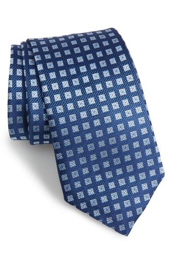 Men's David Donahue Check Silk X-long Tie, Size X-long - Blue