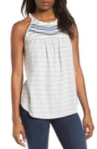 Women's Lucky Brand Stripe Mix Embroidered Tank - Blue