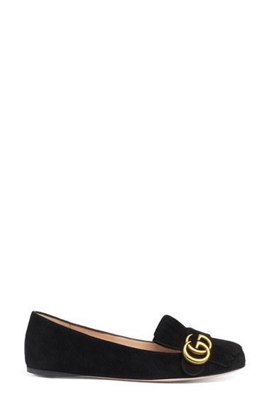 Women's Gucci Marmont Fringe Flat Us / 34eu - Black