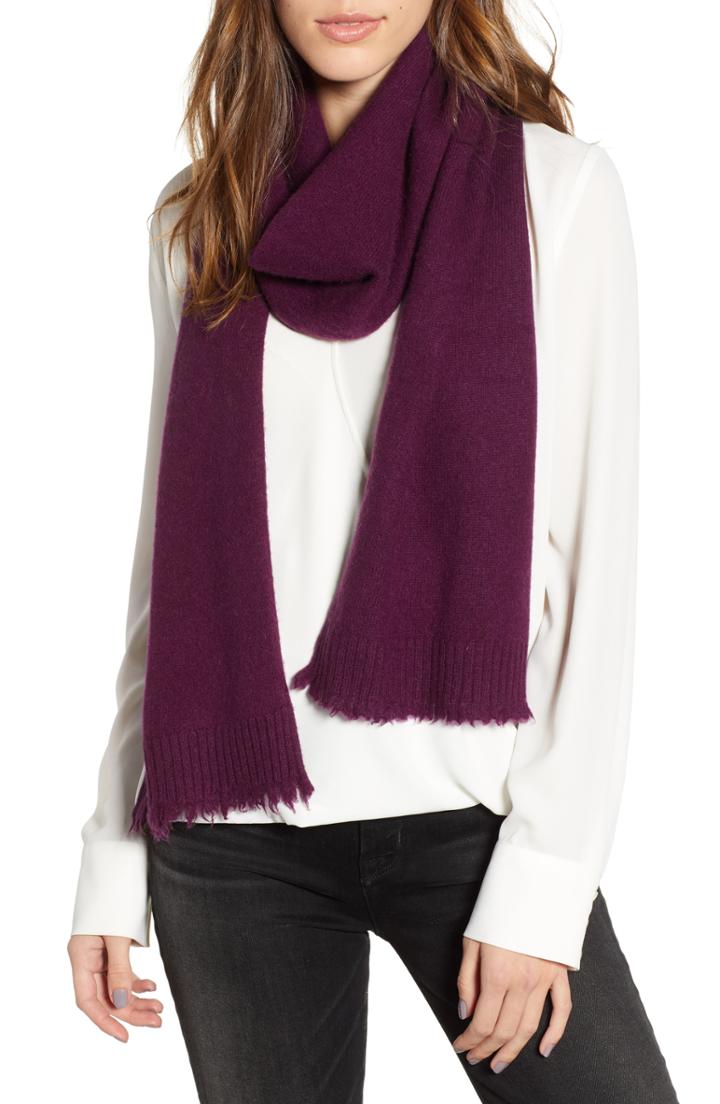 Women's Frye Frayed Edge Wool Muffler, Size - Purple