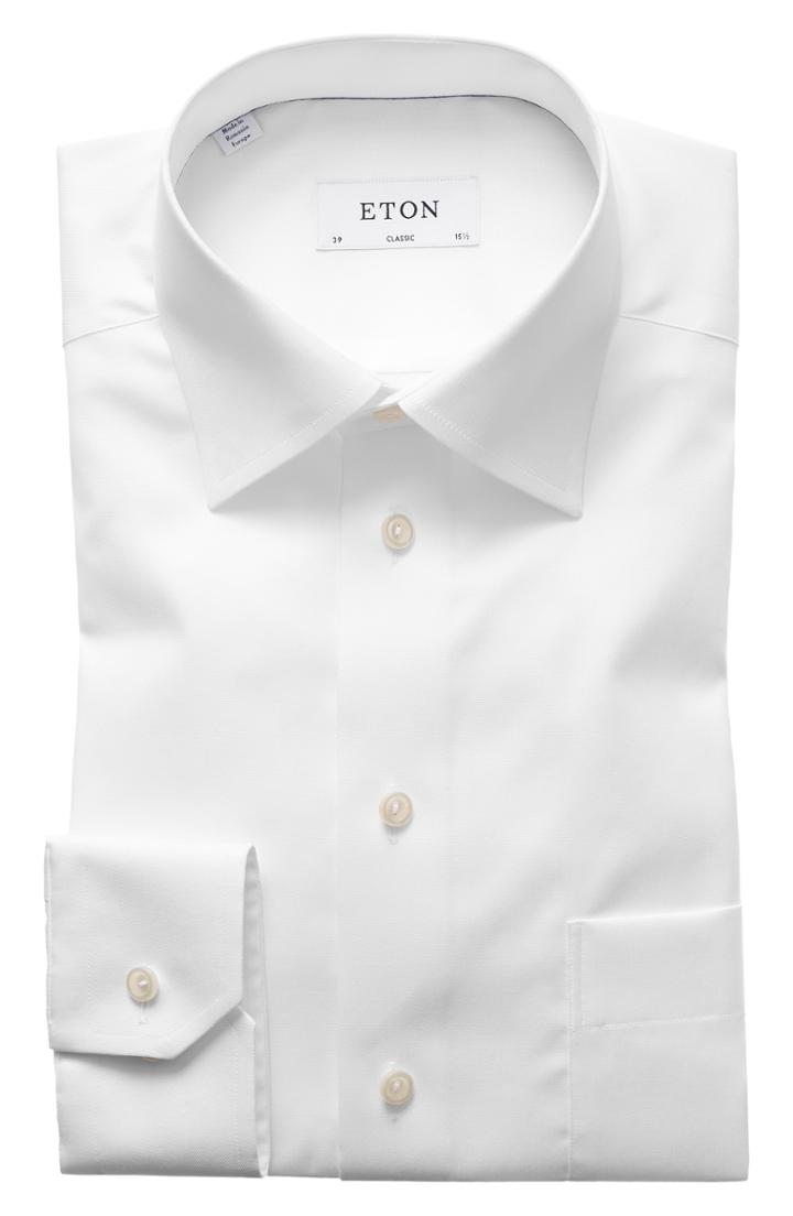 Men's Eton Classic Fit Twill Dress Shirt - White