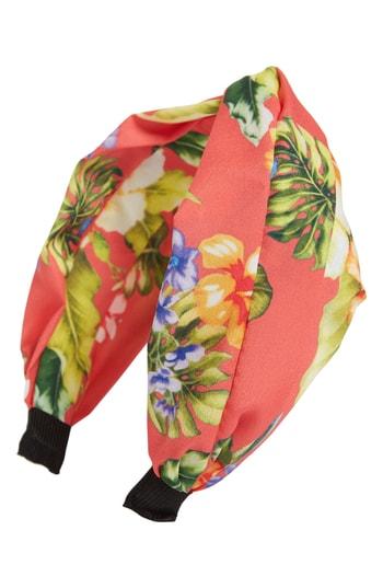 Cara Floral Print Headband, Size - Coral