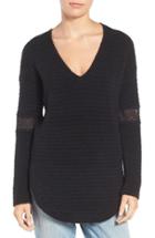 Women's Hinge Lace Inset V-neck Sweater