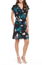 Petite Women's Halogen Faux Wrap Dress, Size P - Black