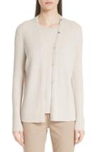 Women's Lafayette 148 New York Ribbed Cashmere Cardigan - Brown