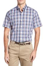 Men's Peter Millar Shoreline Plaid Short Sleeve Sport Shirt, Size - Blue