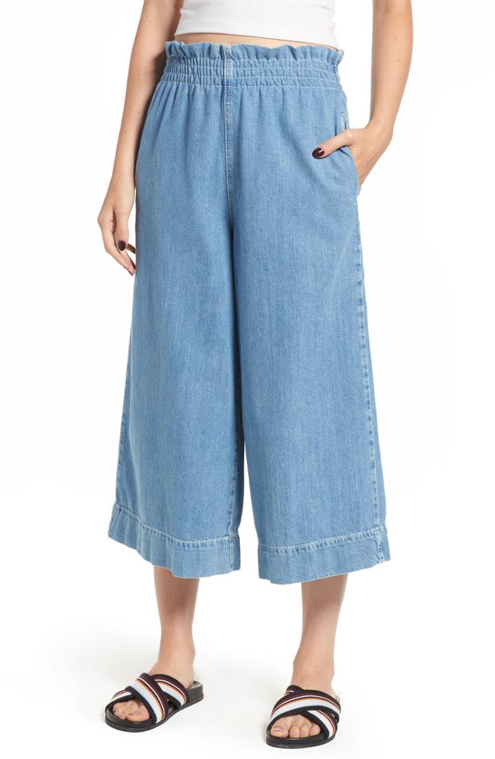 Women's Topshop Wide Leg Crop Jeans W X 30l (fits Like 30-31w) - Blue