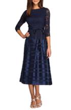 Petite Women's Alex Evenings Mixed Media Fit & Flare Dress P - Black
