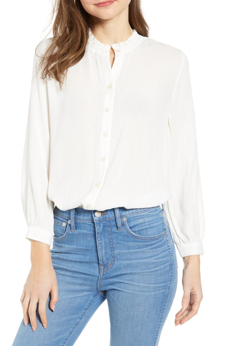 Women's Treasure & Bond Ruffle Collar Blouse, Size - Ivory