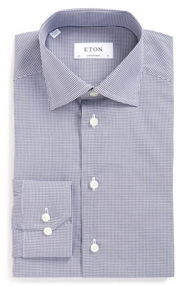 Men's Eton Contemporary Fit Microcheck Dress Shirt .5 - Blue