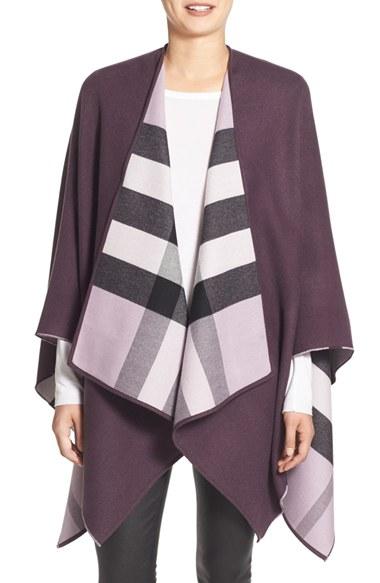 Women's Burberry Reversible Merino Wool Cape