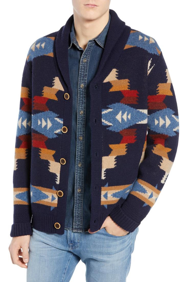 Men's Pendleton Tucson Lambswool Cardigan - Blue