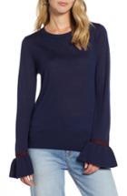 Women's Halogen Ruffle Cuff Sweater - Blue