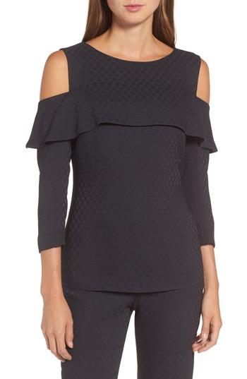 Women's Boss Ikyana Dot Jacquard Cold Shoulder Top