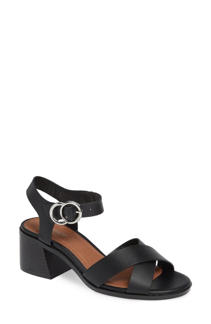 Women's Topshop Deedee Block Heel Sandal .5us / 36eu M - Black