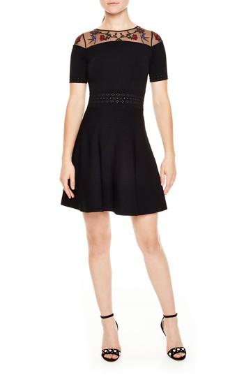 Women's Sandro Chaza Embellished Neck Knit Dress