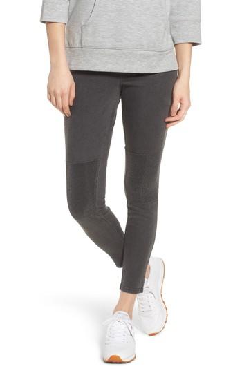 Women's Zeza B Metallic Knee Patch Denim Skimmer Leggings - Grey