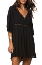 Women's O'neill Jessika Lace Trim Gauze Dress - Black