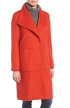 Women's Bernardo Textured Long Coat - Orange